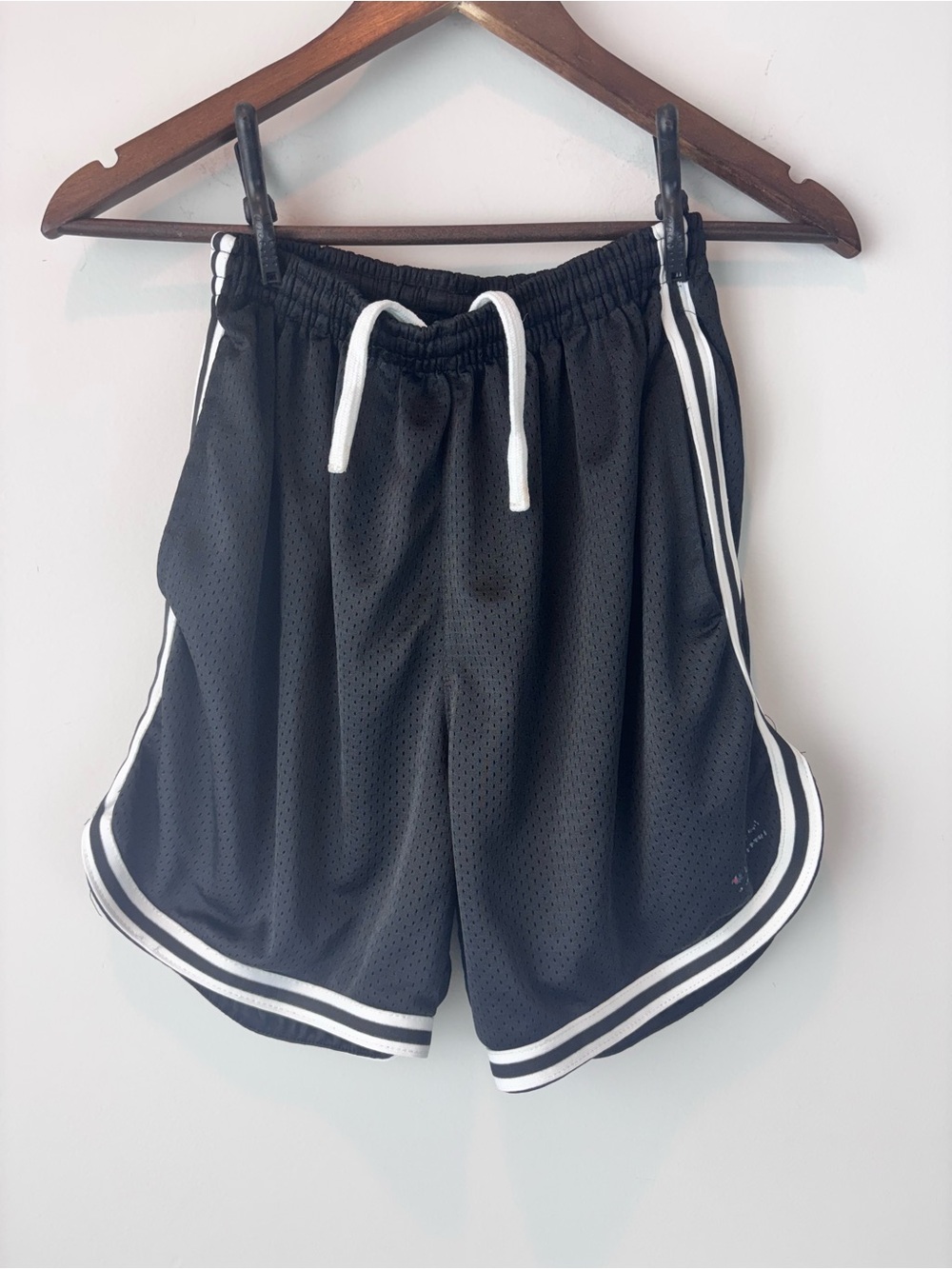 Vintage Champion Mesh Basketball Shorts Black White Striped Athletic Size S